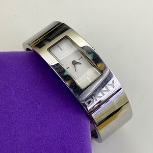 💛 DKNY | Silver Bracelet-Style Cuff Watch | Minimalist Designer Luxe